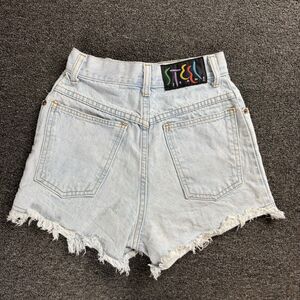 Rare Vintage 80s/90s Steel Jeans High Rise Cutoff Light Denim Shorts Size Jrs 3